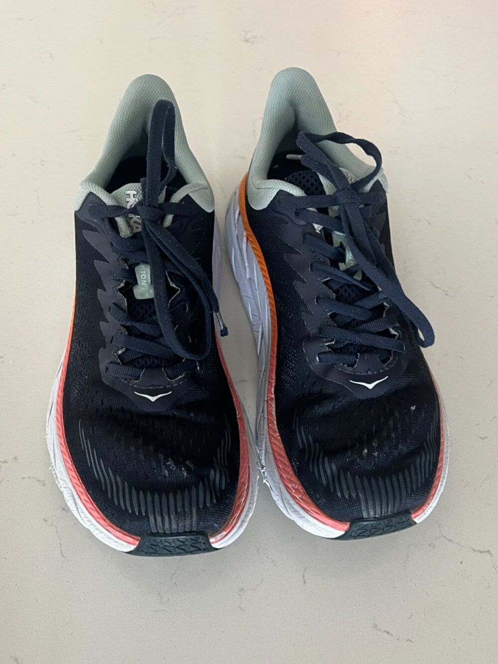 HOKA One One Clifton 7 Wide Women's US 8 D Navy Blue Orange Running Walking Shoe - Picture 2 of 10